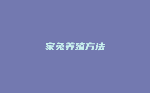 家兔养殖方法