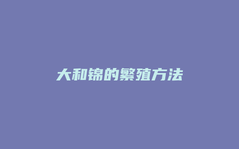 大和锦的繁殖方法