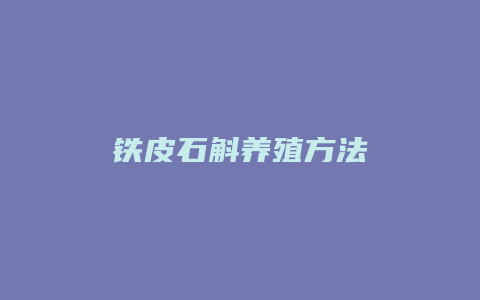 铁皮石斛养殖方法