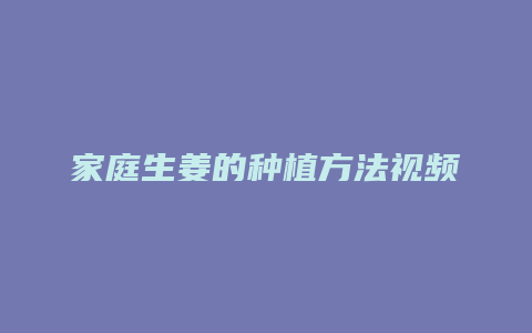 家庭生姜的种植方法视频