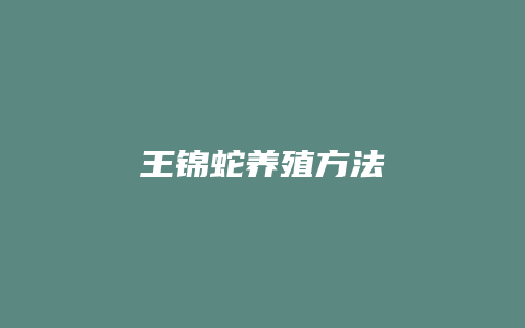 王锦蛇养殖方法