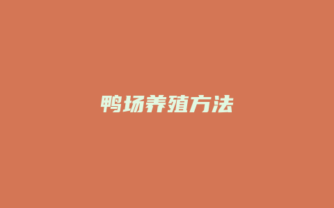 鸭场养殖方法