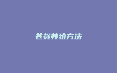 苍蝇养殖方法