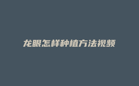 龙眼怎样种植方法视频