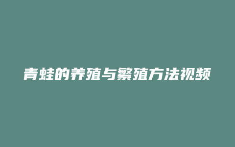 青蛙的养殖与繁殖方法视频教程