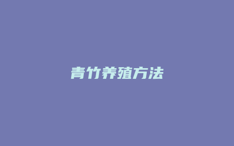 青竹养殖方法