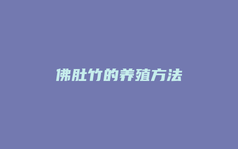 佛肚竹的养殖方法