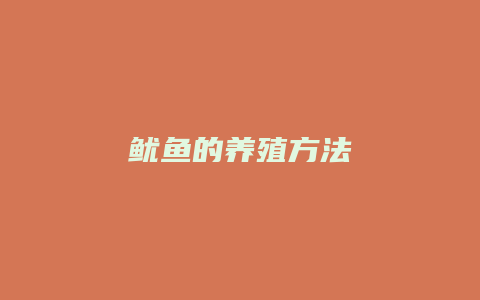 鱿鱼的养殖方法