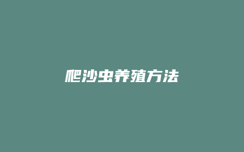 爬沙虫养殖方法