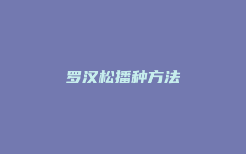 罗汉松播种方法