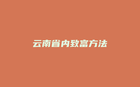 云南省内致富方法