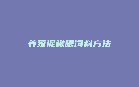 养殖泥鳅喂饲料方法