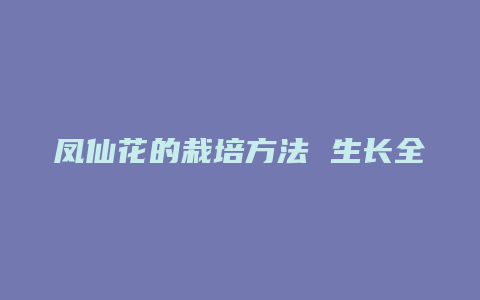 凤仙花的栽培方法 生长全过程