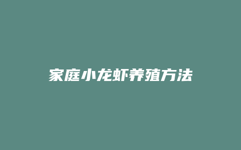 家庭小龙虾养殖方法