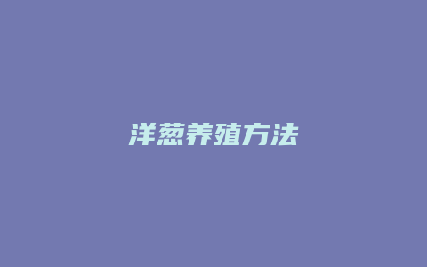 洋葱养殖方法