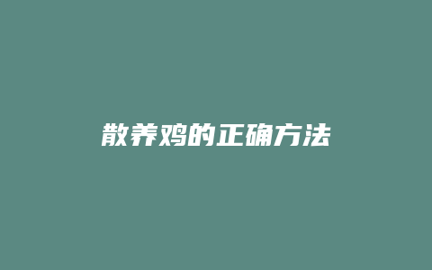 散养鸡的正确方法