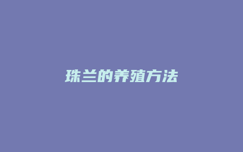 珠兰的养殖方法