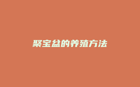 聚宝盆的养殖方法