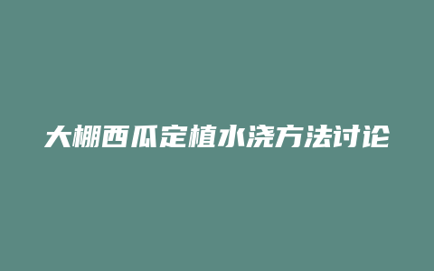 大棚西瓜定植水浇方法讨论