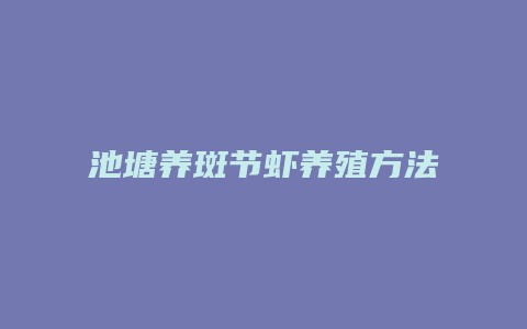 池塘养斑节虾养殖方法