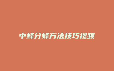 中蜂分蜂方法技巧视频