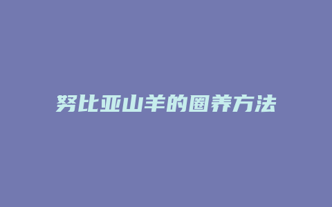 努比亚山羊的圈养方法