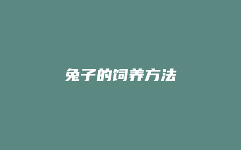 兔子的饲养方法