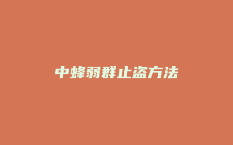 中蜂弱群止盗方法