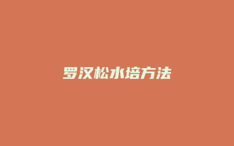 罗汉松水培方法