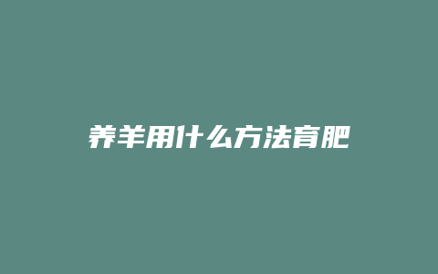 养羊用什么方法育肥