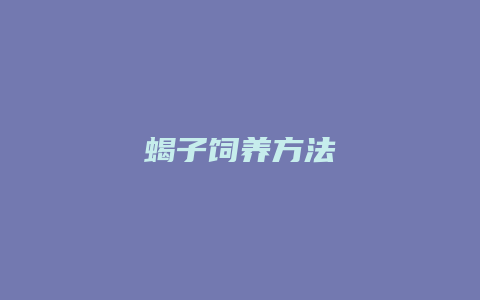 蝎子饲养方法