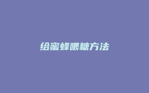 给蜜蜂喂糖方法