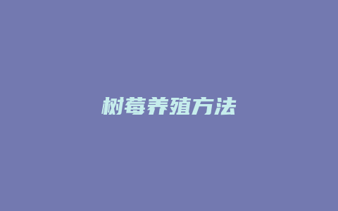 树莓养殖方法