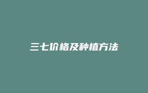 三七价格及种植方法