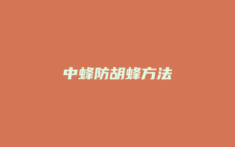 中蜂防胡蜂方法