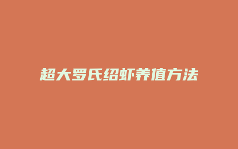 超大罗氏绍虾养值方法