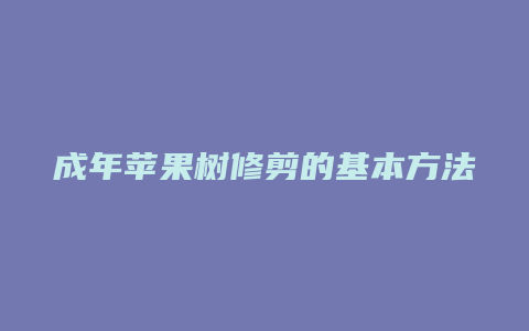 成年苹果树修剪的基本方法