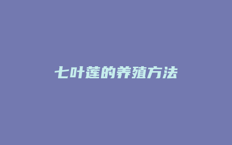 七叶莲的养殖方法