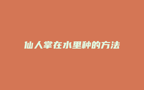 仙人掌在水里种的方法