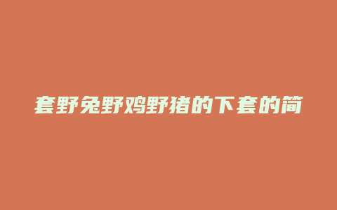 套野兔野鸡野猪的下套的简单方法