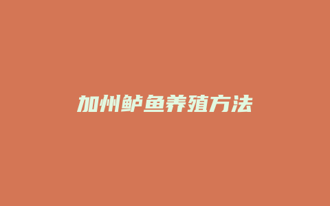 加州鲈鱼养殖方法