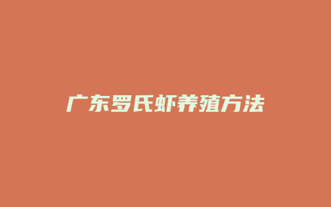 广东罗氏虾养殖方法