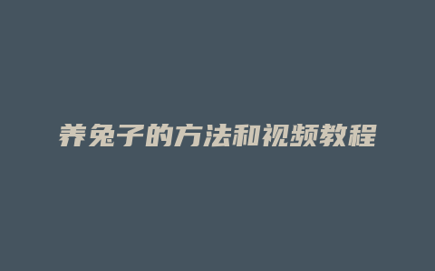 养兔子的方法和视频教程