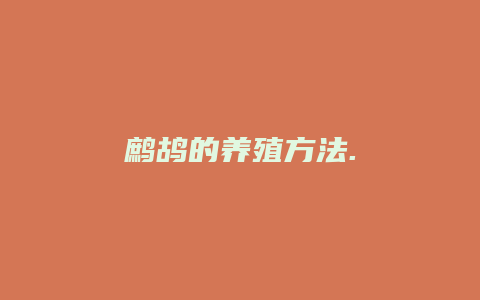 鹧鸪的养殖方法.