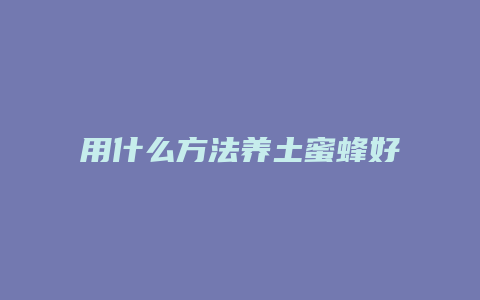 用什么方法养土蜜蜂好