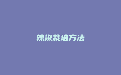 辣椒栽培方法