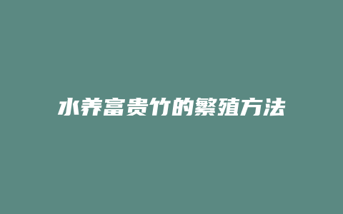 水养富贵竹的繁殖方法