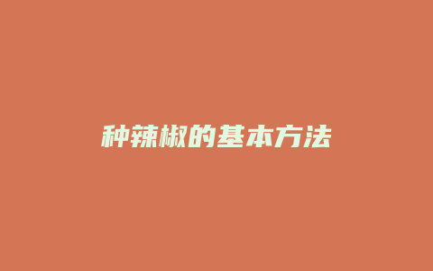 种辣椒的基本方法