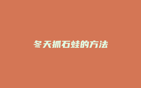 冬天抓石蛙的方法