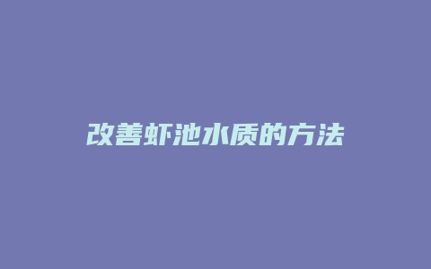 改善虾池水质的方法